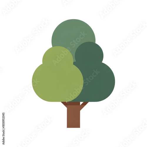 Stylized illustration of a healthy, green, deciduous tree with a brown trunk against a white background