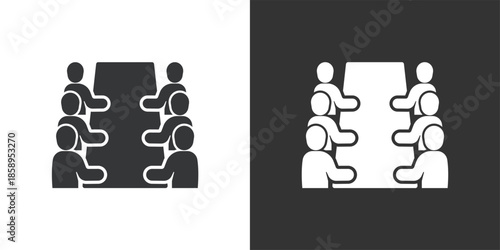 Boardroom Collaboration icon. Solid glyph series icon