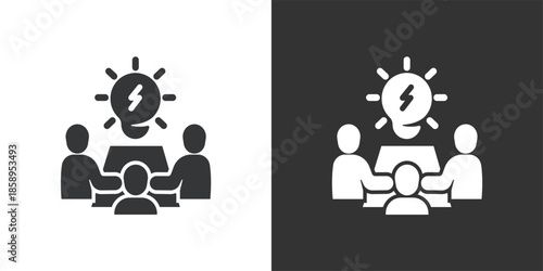 Idea Brainstorming Session icon. Solid glyph series icon