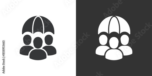 Team Protection and Security icon. Solid glyph series icon