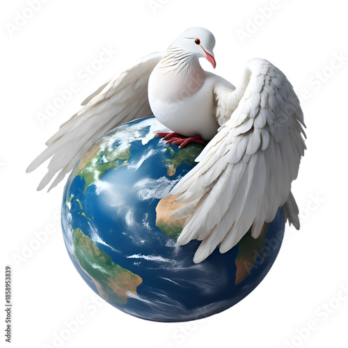 white dove on blue background