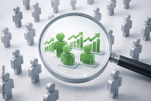 Analyzing Growth Trends in Business with Magnifying Glass
