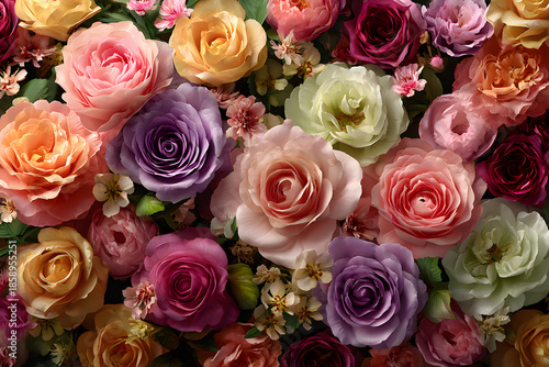 flowers wall background with amazing roses