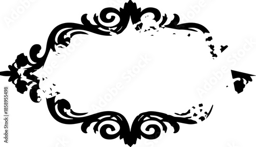 Colorful low poly baroque ornamental frame with geometric polygon texture on white background