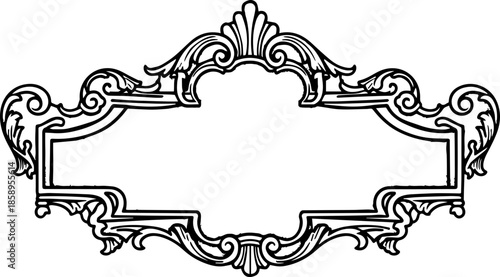 Highly Ornate Baroque Style Decorative Frame with Classical Flourishes and Stippled Details