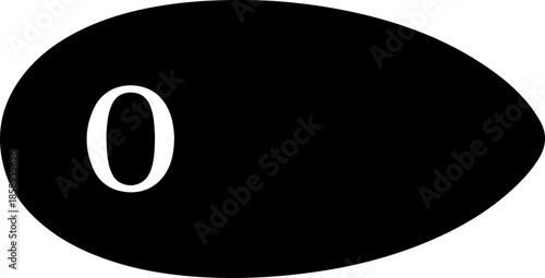 Classic Letter O Typography in a Solid Black Oval Frame Isolated on White Background
