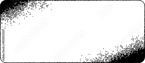 Rectangular gradient box with fine stippled dotwork texture, black and white minimalist graphic element