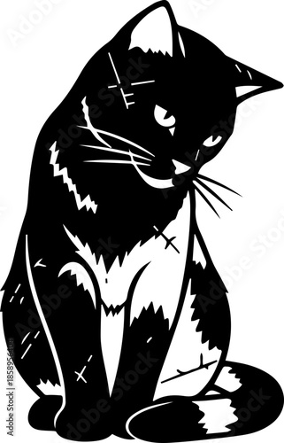 Captivating feline artistry: A curious cat portrait, originally a scalable vector graphic, now ready to enhance your creative projects with charm and character