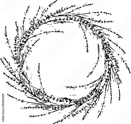 Elegant floral wreath design for invitations and branding, a botanical frame for delicate designs, vintage style, perfect for logos, originally vector art