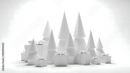 Abstract Minimal White Christmas Composition