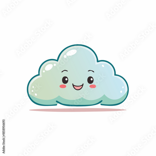 Cute cartoon cloud with a happy smiling face and rosy cheeks.