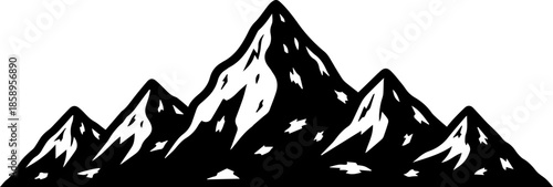 Stunning mountain range peaks in bold silhouette style, perfect for adventure logos, outdoor graphics, and nature-themed designs for a modern, rugged feel