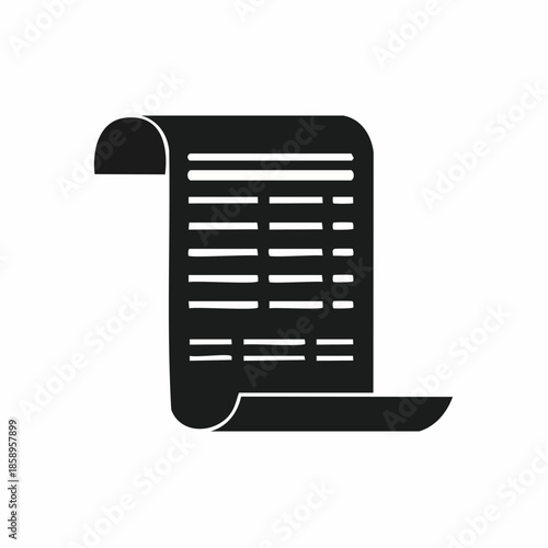 Black silhouette of a document with lines, resembling a receipt or invoice.