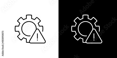 Warning sign with gear icon, settings and alert concept