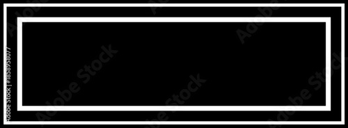 Solid Black Rectangular Label with Double Inset White Line Border for Classic Branding