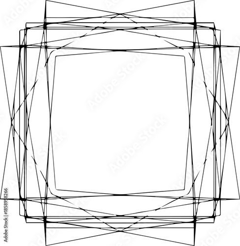 Abstract Geometric Wireframe Square Pattern with Overlapping Rotating Lines