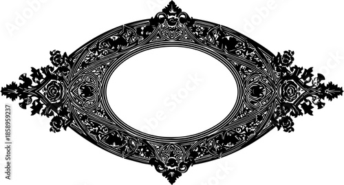 Elegant vintage style frame with intricate floral details, perfect for adding a touch of classic charm and sophistication to invitations and designs