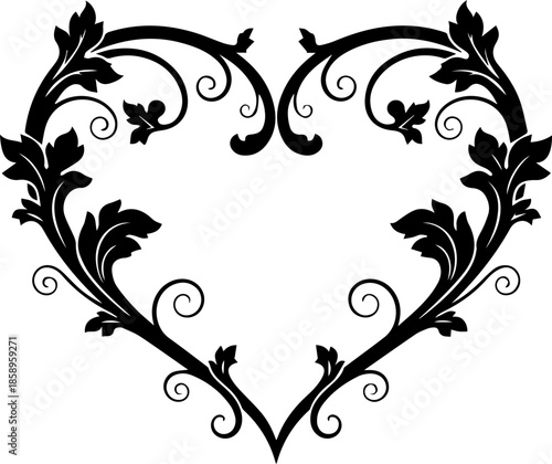 Elegant floral heart design perfect for wedding invitations, Valentine's Day cards, and romantic designs; originally a scalable vector graphic