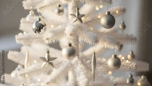 Minimal White Christmas Tree Close-Up