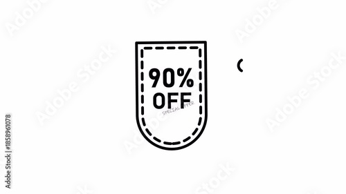 90 Percent Off Discount Badge Line Art Animation Icon