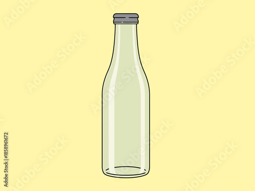Clear Glass Bottle with Metal Cap on Yellow Background
