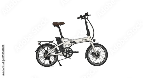 White folding electric bike on a white background.