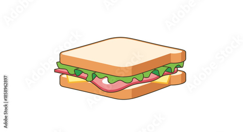 Simple cartoon sandwich vector illustration isolated on white background.