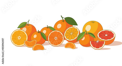 Assortment of fresh citrus fruits including oranges, tangerines, and grapefruits.