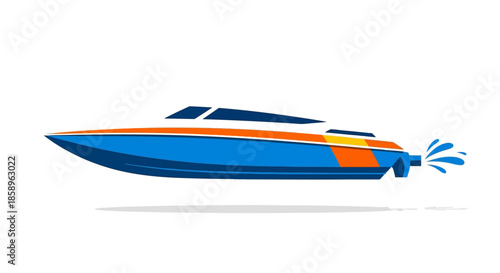 Stylized speed boat with water splash