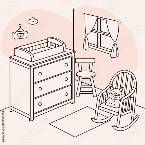 Cozy nursery setup with essential furniture