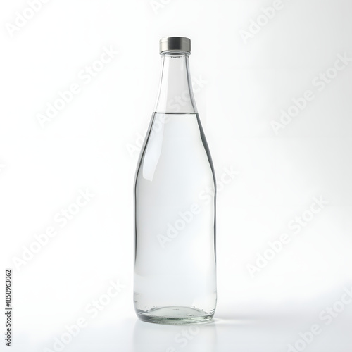 Wallpaper Mural Glass Water Bottle Isolated on White Background, Minimal Studio Product Stock Photo Torontodigital.ca