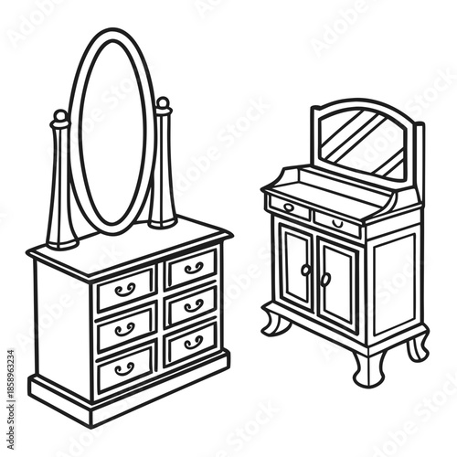 Classic vanity set with mirror and dresser