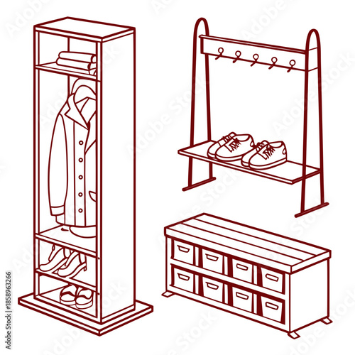 Modern entryway organizer set