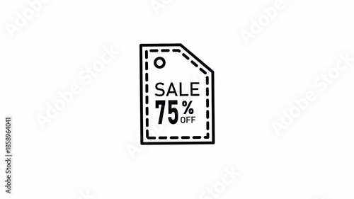 Sale 75 Percent Off Price Tag Line Art Animation Icon