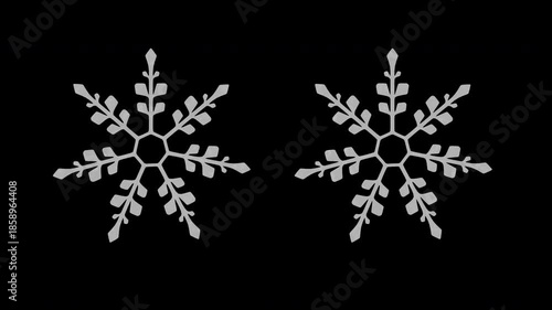 Snowflake animation on a transparent background. Seamless animation with alpha channel.