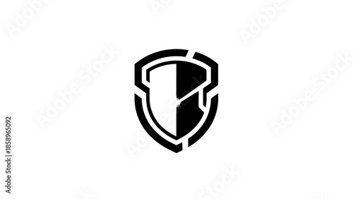 A black and white shield logo on a plain white background.