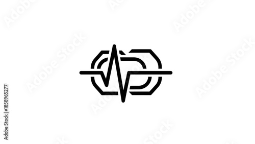 Black and white logo with a stylized heartbeat line on a plain white background.
