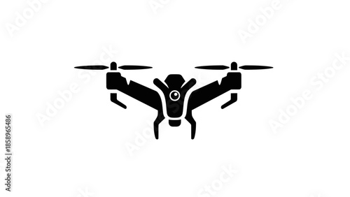 Black silhouette of a drone against a white background