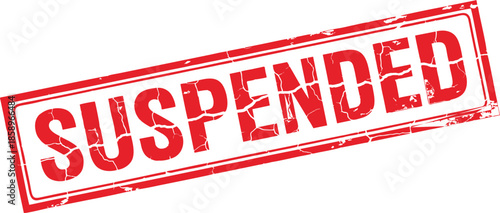 Suspended Red Rubber Stamp Vektor Isolated on White Background