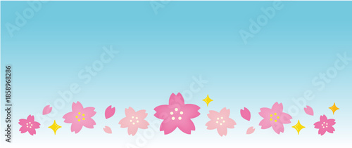 入園お祝い・卒業祝い・桜の花びら メッセージカード/ヘッダー|幼児・子供向け素材/Congratulations on Kindergarten Enrollment Cherry Blossom Japanese