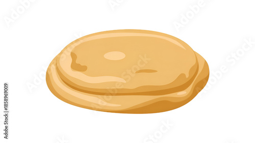 Golden Pancake Isolated on White Background