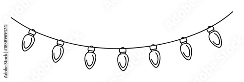 Simple handdrawn string of festive light bulbs, perfect for holiday decorations, celebration illustrations, or event banners to add a touch of minimalist cheer.