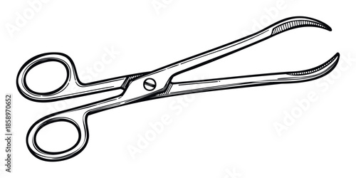 Surgical clamp instrument for medical procedures and hospital supplies, useful for healthcare related presentations, educational materials, and professional designs