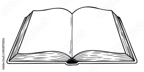 An open book with blank pages is ready for writing, reading, or displaying educational and literary concepts for various uses.