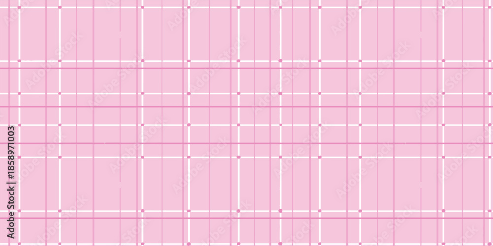 Fototapeta premium A delicate pastel pink background featuring a charming plaid pattern with white and darker pink intersecting lines and subtle dots.