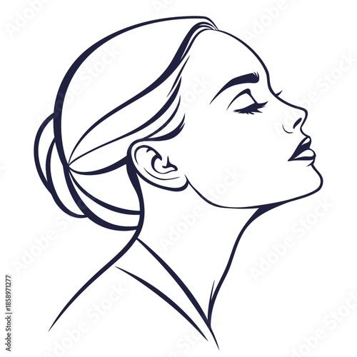 Side profile of woman in thoughtful pose