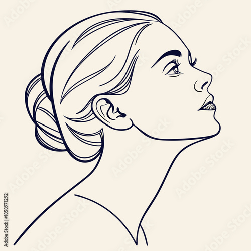 Profile of a woman gazing upward