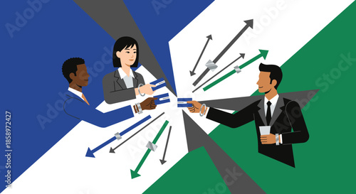 Diverse business professionals celebrate success and collaboration, clinking various beverages like coffee and champagne in a modern, inclusive team meeting setting.