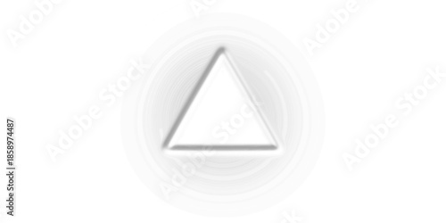 Minimalist white triangle symbol with subtle gray outline and concentric circles on a clean white background, representing simplicity and form.