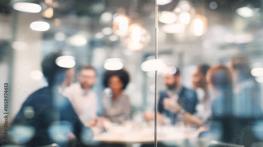 Fototapeta premium Blurred Business Meeting Through Glass
